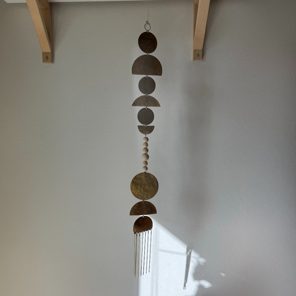 VIDA + LUZ - brass Layla - raw wood casa beads and hand-cut and hammered brass